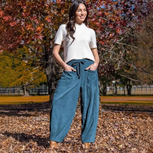 Bean Green Corduroy Drawstring Trousers