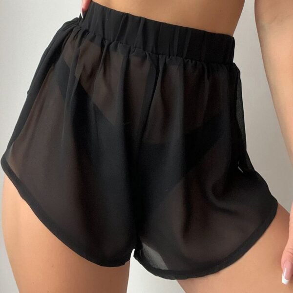 Black Chiffon See-Through Shorts