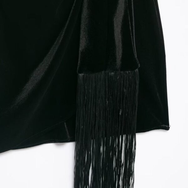 Black Polyester Halter Neck Tie Mini Skirt