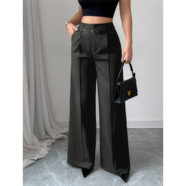 Lavender Purple Polyester Straight-Leg Wide-Leg Trousers