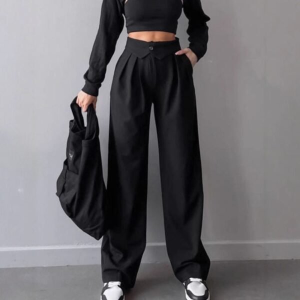 Grey Blended Pleated Trousers