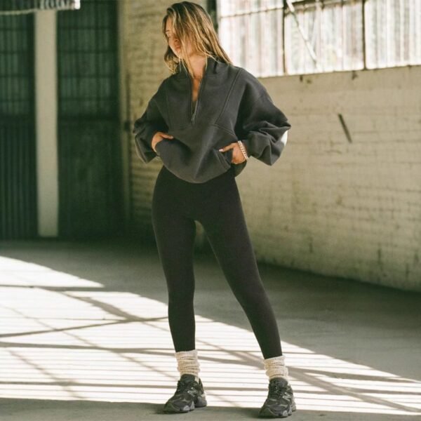 Military Green Half-Zip Pullover Sweatshirt