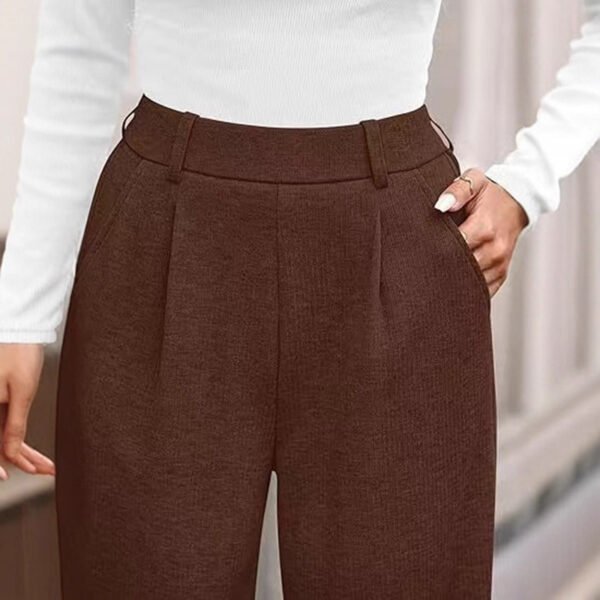 Oatmeal Color Straight-Leg Wide-Leg Trousers