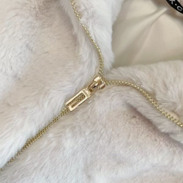 Off White Polyester Fleece Zip-Up Vest