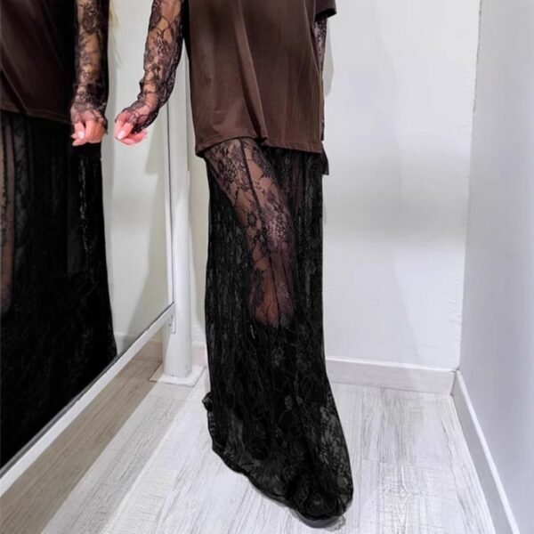 White Lace See-Through Skirt