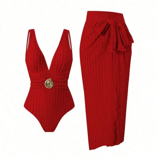 Color 10 Polyester One-piece Swimsuit Beach Dress Set