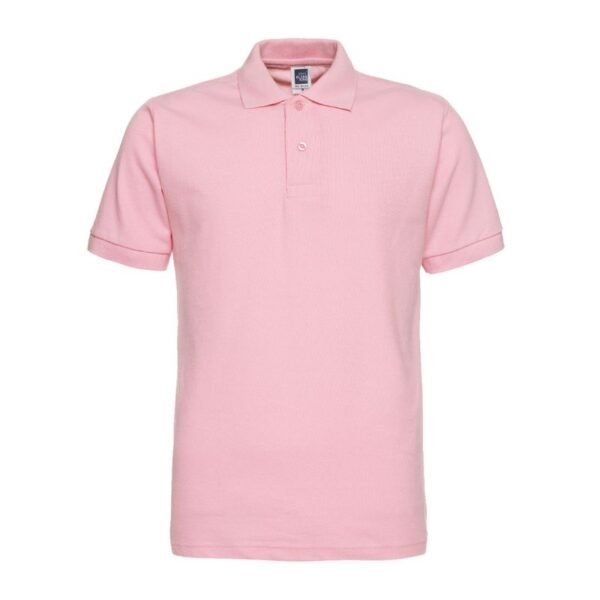 Pink 195g Pique Knit Polo Shirt Short Sleeve Oversized Work Uniform Custom