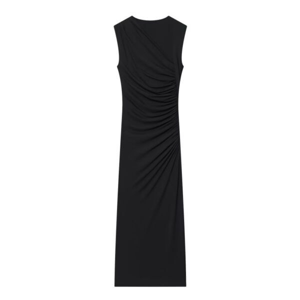 Black Western Style Sleeveless Solid Color Dress