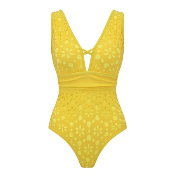 Yellow Swimsuit Fluorescent Cut-out High-end Swimsuit Set