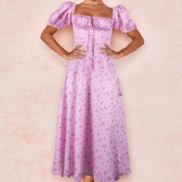 New Pollen Florets French Floral Backless Camisole Slit Dress